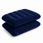 Kit Camping Barraca Azul 4 Pessoas + Colchão Casal Inflável + 2 Travesseiros Infláveis + Inflador Elétrico Ômega