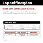 Kit Catraca + Cinta Amarração Carga 500kg x 25mm Gancho J Ômega