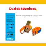 Kit Catraca + Cinta Amarração Carga 500kg x 25mm Gancho J Ômega