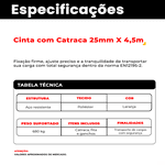 Cinta com Catraca para Amarração de Cargas 680kg x 25mm x 4,5m