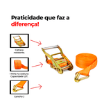 Cinta com Catraca para Fixação de Carga 1,5T x 9 Metros x 50mm Ômega