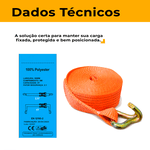 Cinta para Amarração de Cargas 5T x 9m x 50mm Gancho J Ômega