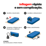 Colchão Inflável Solteiro 191 x 73 x 22cm com Inflador Embutido Ômega