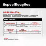 Mesa Maleta com Pernas Dobraveis 90 X 60 X 70 X 30cm Ômega