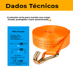 Cinta para e Amarração Cargas 3T x 9m x 50mm com Gancho J Ômega