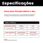 Cinta para e Amarração Cargas 3T x 9m x 50mm com Gancho J Ômega