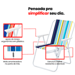 Cadeira de Praia cores sortidas em aço Ômega