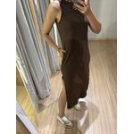 VESTIDO CANELADO MARROM