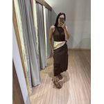 VESTIDO CANELADO MARROM