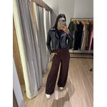 CONJUNTO MARROM MALHA CANELADA