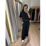 CONJUNTO PRETO MALHA CANELADA
