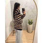 CARDIGAN TRICO LISTRAS NUDE E PRETO 