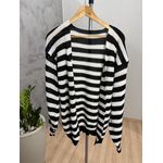CARDIGAN LISTRADO PRETO E BRANCO