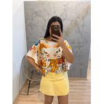 BATA CARLA ESTAMPADA VISCOSE COM BABADO NA MANGA FUNDO CLARO