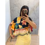 BATA CARLA ESTAMPADA VISCOSE COM BABADO NA MANGA 