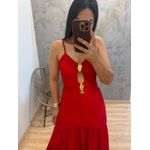 VESTIDO VERMELHO COM DETALHE MARTELADO