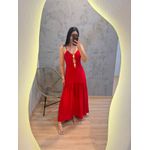 VESTIDO VERMELHO COM DETALHE MARTELADO