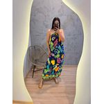 VESTIDO COSTAS ABERTAS MARIBU FUNDO AZUL MARINHO 