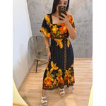 VESTIDO JARDIM ESTAMPADO FUNDO PRETO