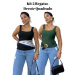 Kit Blusa Decote Quadrado (preta e verde)