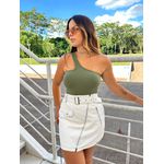 Saia Couro Eco Dari Branca