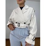 Jaqueta Cropped Lapela Nude