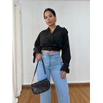 Jaqueta Cropped Lapela Preta