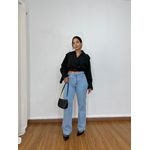 Jaqueta Cropped Lapela Preta