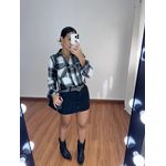 Short Saia Preto Sarja Estonado