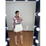 Jaqueta Xadrez Flanelada Rosa