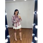 Jaqueta Xadrez Over Flanelada Rosa