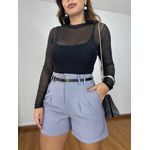 Short Alfaiataria Pregas Cinto Cinza
