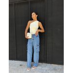 Calça Jeans Cargo Estonada Média