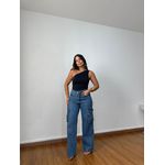 Calça Jeans Cargo Estonada Média