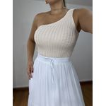 Cropped Tricot Nula Manga Creme