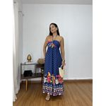 Vestido Amarração Estampado Azul