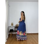 Vestido Amarração Estampado Azul