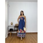 Vestido Amarração Estampado Azul
