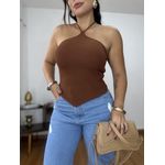 Blusa Frente Única Tricot Marrom