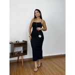 Vestido Canelado Sofia Preto