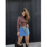 Body Feminino Manga Longa Costas Nua Marrom