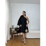 Vestido Nula Manga Flor Preto