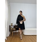 Vestido Nula Manga Flor Preto