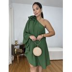 Vestido Nula Manga Flor Verde