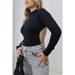 Body Manga Longa Costas Nua Preto 