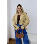 Jaqueta Cropped Lapela Caqui