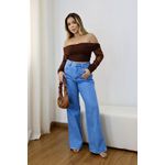 Cropped Feminino Drapeado Tule Marrom