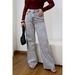 Calça Wide Leg Feminina Cinza Estonada