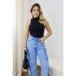 Blusa Feminina Gola Alta Cavada Preta