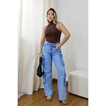 Blusa Feminina Gola Alta Cavada Marrom